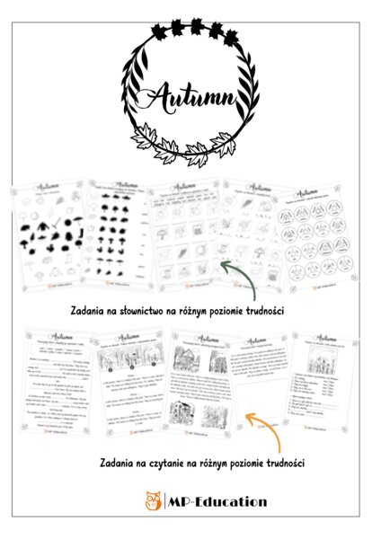 Autumn – karty pracy jesienne do nauki j. angielskiego