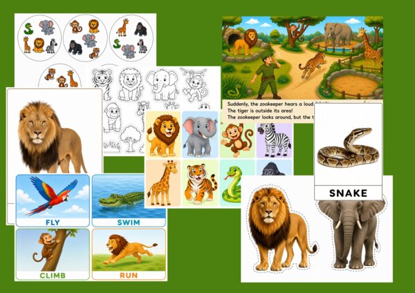 Angielski w przedszkolu – ZOO & Wild Animals | 10 scenariuszy + materiały