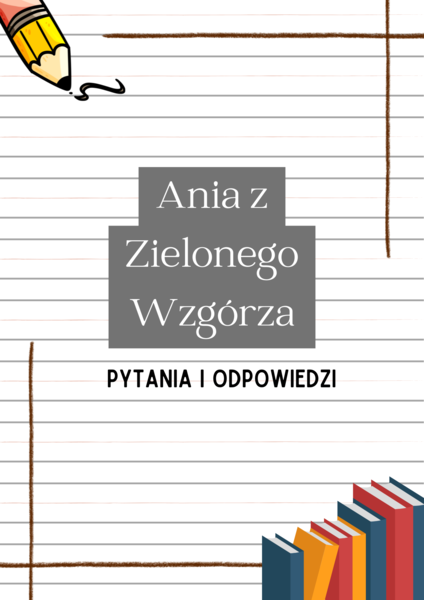 Ania z Zielonego Wzgórza – Pytania i Odpowiedzi | Interaktywne karty do lektury