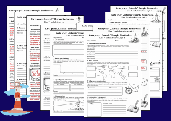 📚LATARNIK – 5 kart pracy + klucz odpowiedzi