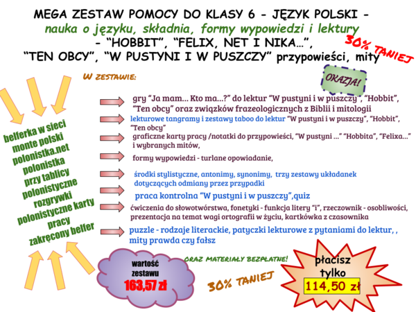 Zestaw do klasy 6 - język polski 