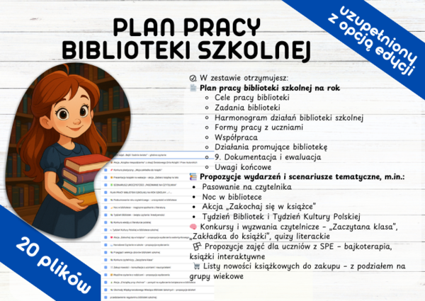 Plan Pracy Biblioteka Szkolna + Propozycje wydarzeń i scenariusze tematyczne
