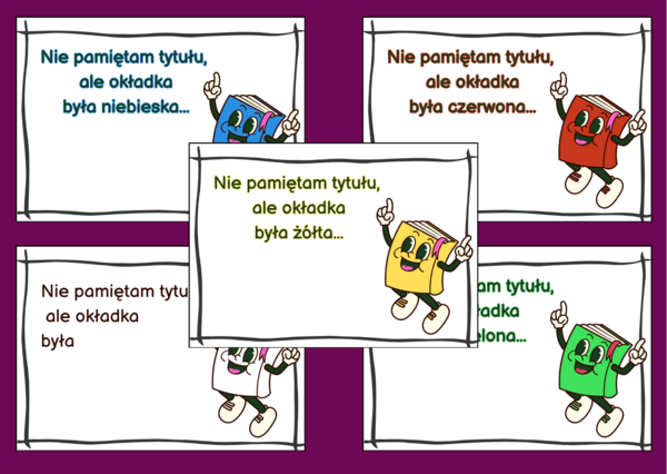 Nie pamiętam tytułu - BIBLIOTEKA - gazetka- wystawka - napis - 9 wersji