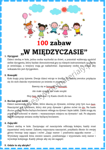 100 zabaw "W MIĘDZYCZASIE"