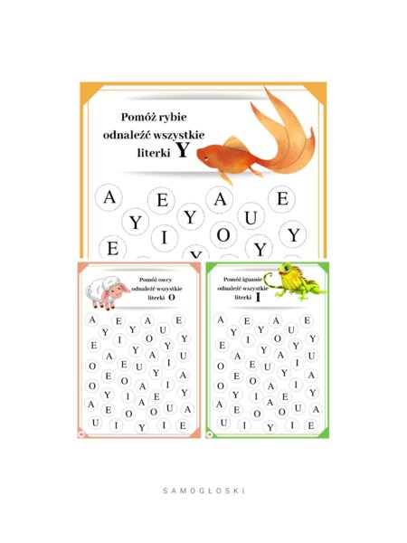 SAMOGŁOSKI karty pracy