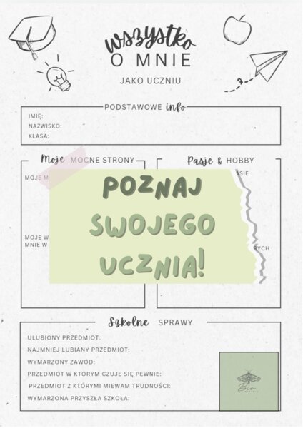 Poznaj swojego ucznia - godzina wychowawcza, tutoring, doradztwo zawodowe, lekcja organizacyjna