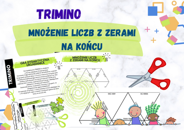 Mnożenie liczb z zerami na końcu – układanka trimino