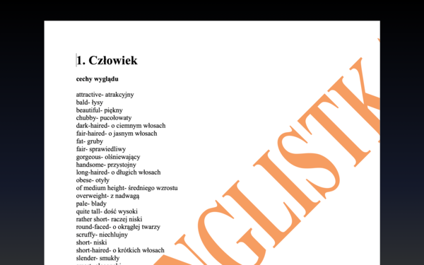 Człowiek - bogaty słowniczek+ aż 50 pytań do konwersacji z uczniami+ ZESTAW do matury ustnej (3 zadania)