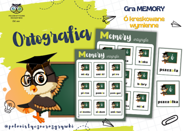 Memory. Ortografia. Ó kreskowane wymienne. Trudności ortograficzne, Gra