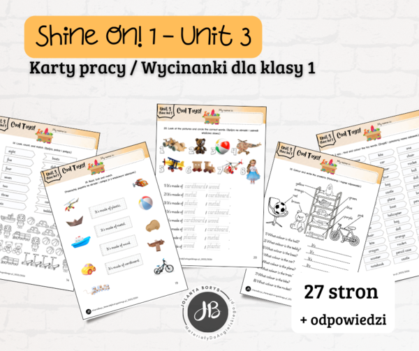 Materiały do Shine On! 1 Unit 3 – Cool Toys! - karty pracy - wklejki/wycinanki
