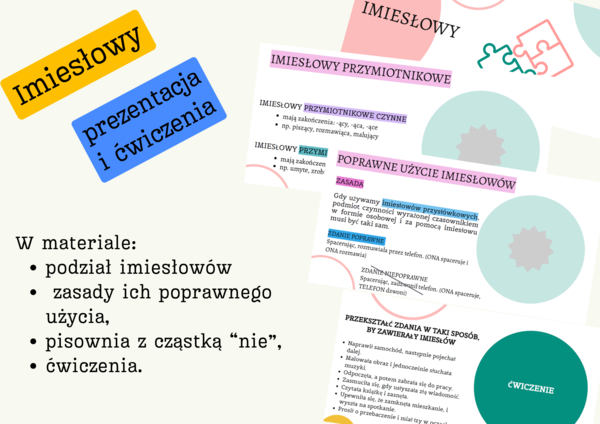 Imiesłowy - teoria (prezentacja) i ćwiczenia