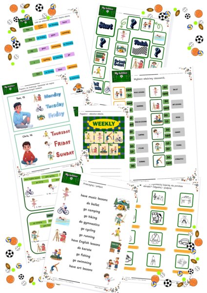 Karty pracy New English Adventure 3 Unit 6 My hobbies