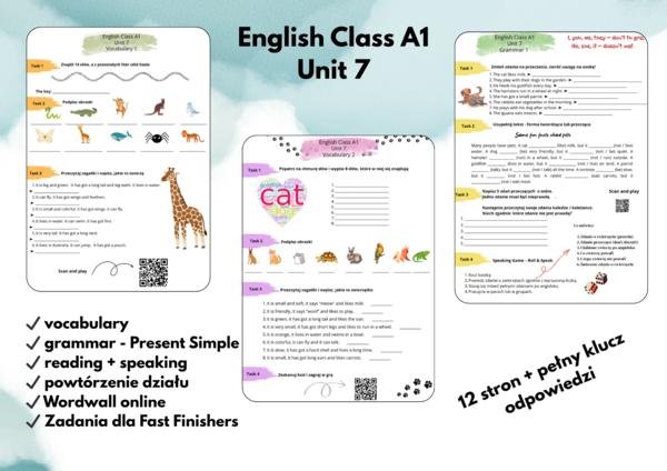 🐱English Class A1 Unit 7 - zestaw - ćwiczenia dodatkowe