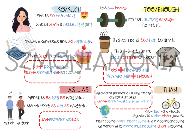 STOPNIOWANIE PRZYMIOTNIKÓW: SO/SUCH,AS...AS, TOO/ENOUGH, THAN