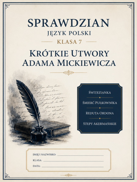 Sprawdzian - krótkie utwory Adama Mickiewicza