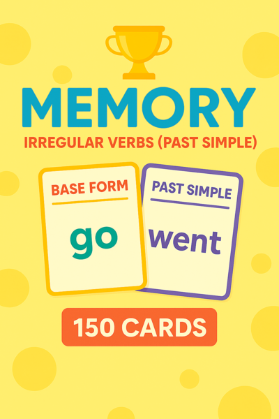 Memory Game – Irregular Verbs (Past Simple) + bonus krzyżówka