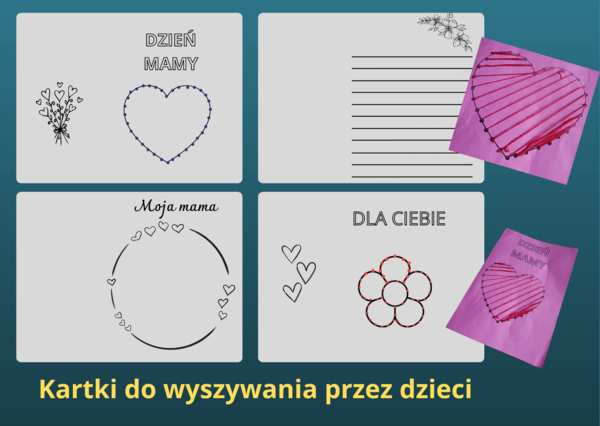 KARTKI DO WYSZYWANIA NA DZIEŃ MAMY ALBO TATY WYKONANE PRZEZ DZIECI (6Xa4)
