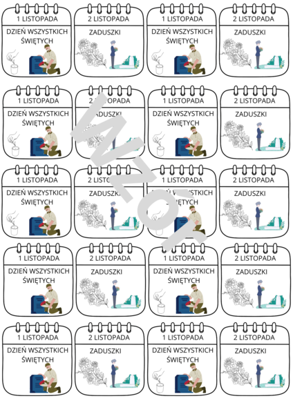 Dzień Wszystkich Świętych/Zaduszki- wklejka do zeszytu