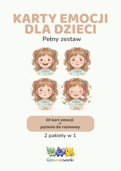 Karty emocji dla dzieci – pełny zestaw (20 kart + pytania do rozmowy)