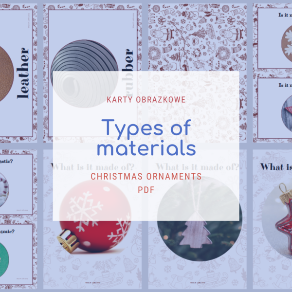 Types of materials_Christmas Ornaments | Karty obrazkowe | kl. 1-3 | CLIL