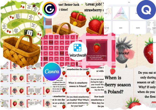 Karty do dyskusji i 3 Gry „Truskawkowe pytania“ – gra językowa na lato na ostatnie zajęcia A1+–B2