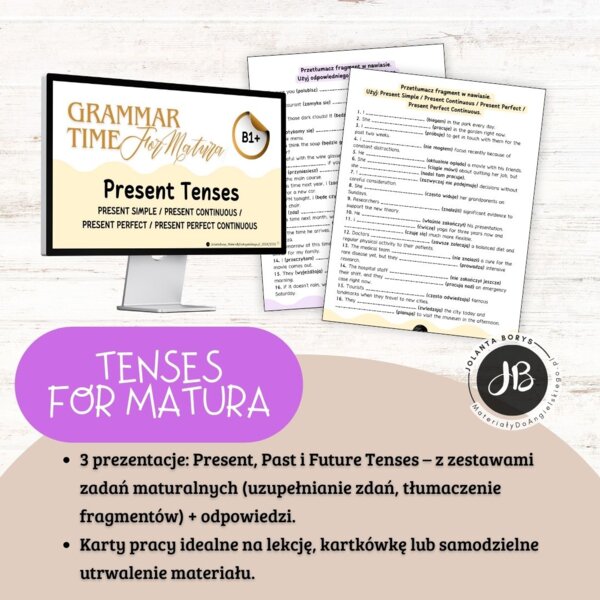 Tenses - Czasy (Zestaw 3 prezentacji z ćwiczeniami + Karty Pracy)
