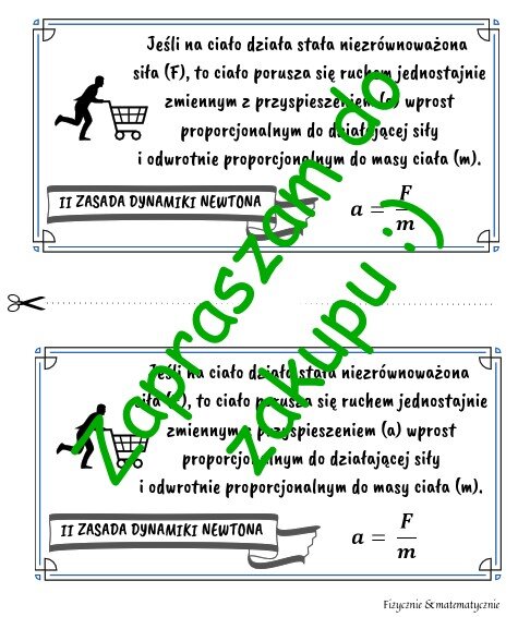 Druga zasada dynamiki Newtona - wklejka do zeszytu