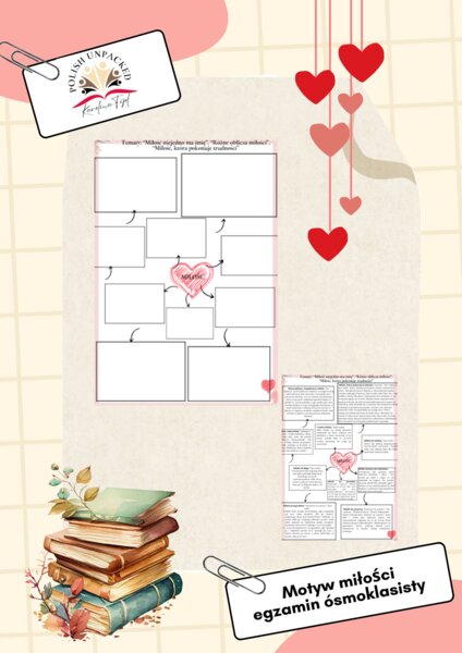 Motyw miłości karta pracy + odpowiedzi, egzamin ósmoklasisty, język polski