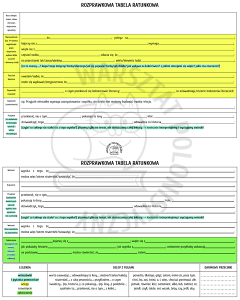 Rozprawkowa tabela ratunkowa SP