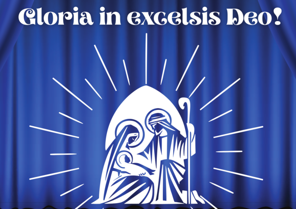 Dekoracje na Jasełka i Wigilię Szkolną – Szopka napis „Gloria in excelsis Deo” – Pliki do Druku
