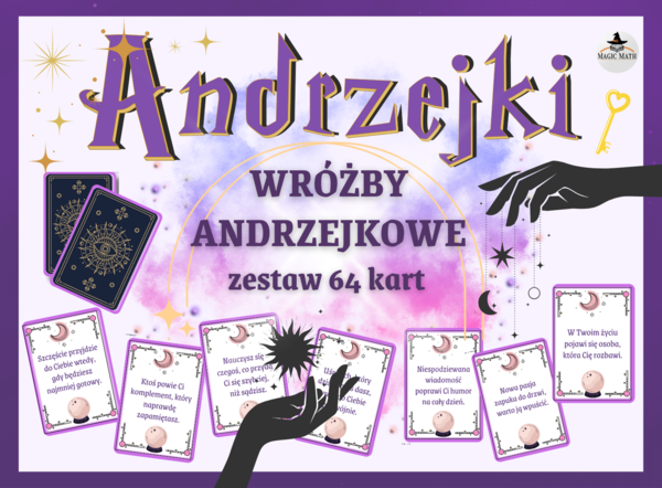 ANDRZEJKI - ANDRZEJKOWE KARTY Z WRÓŻBĄ – 64 dwustronne karty dla uczniów