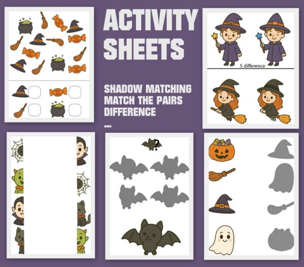 Karty pracy i aktywności na HALLOWEEN - pdf plus jpg! a4 do druku