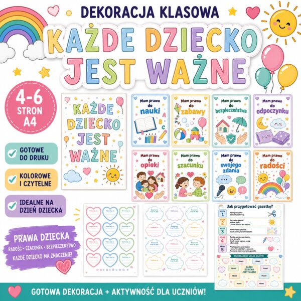 Dekoracja klasowa. Każde dziecko ma prawo do radości