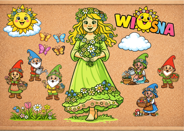 WIOSNA – Gazetka przedszkolna + Kolorowanka (A4 i MEGA)