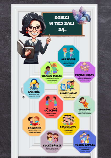 DZIECI W TEJ SALI SĄ... gazetka na drzwi