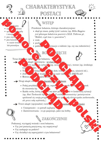 Charakterystyka bohatera / postaci - jak napisać charakterystykę, wklejka, formy wypowiedzi