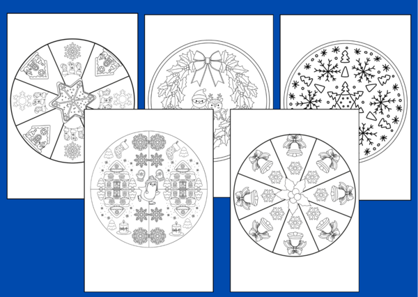 ZIMOWA MANDALA – zima – kolorowanka – biblioteka - świetlica - gazetka - mandale - 13 szt.
