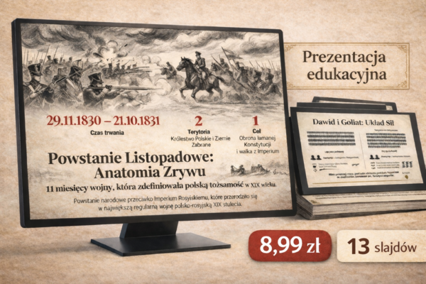Powstanie Listopadowe 1830–1831 – przyczyny, przebieg, skutki | Prezentacja 13 slajdów | historia