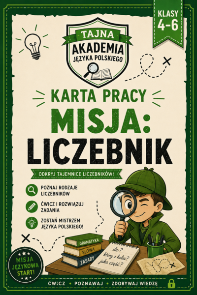 Liczebnik – teoria i ćwiczenia | misja | karta pracy kl. 4–6 + odpowiedzi modelowe