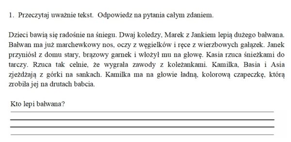 Sprawdzian / diagnoza po klasie 2.