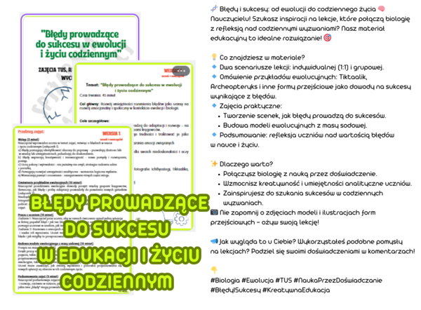 "Błędy prowadzące do sukcesu w ewolucji i życiu codziennym" zajęcia TUS, rewalidacja, godziny wychowawcze
