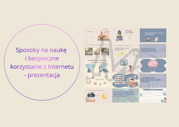 Sposoby na naukę  i bezpieczne korzystanie z Internetu - prezentacja z zdaniami