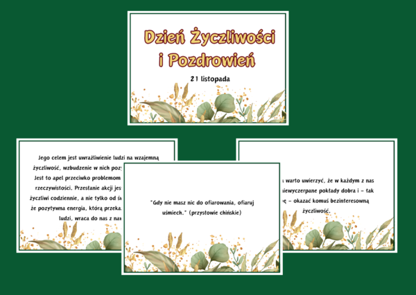 DZIEŃ ŻYCZLIWOŚCI I POZDROWIEŃ – biblioteka – świetlica – gazetka – 15 stron – wersja 1