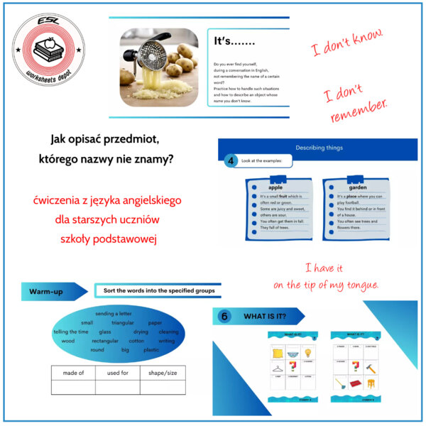 Jak opisać przedmiot, którego nazwy nie znamy? - język angielski
