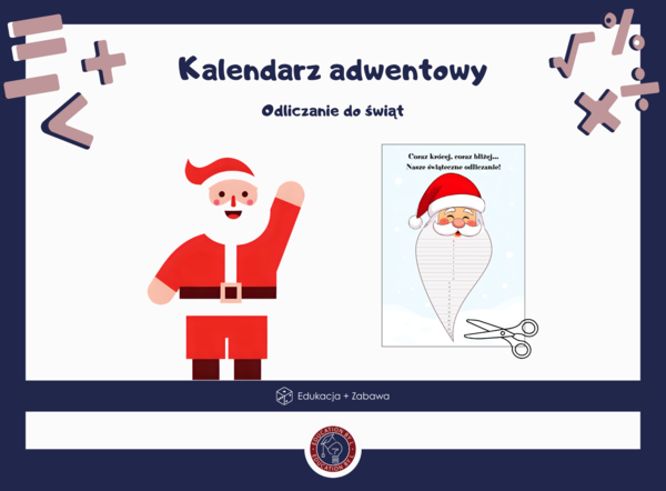 Kalendarz adwentowy: Odliczanie do Świąt | Broda Mikołaja | Plakat A2, A3, A4