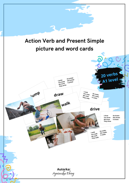 Action Verb and Present Simple Picture and Word Cards