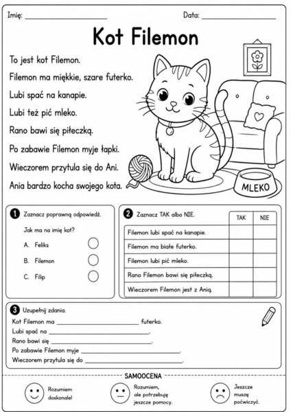 Czytam, słucham i rozumiem – zestaw kart pracy dla klasy 1