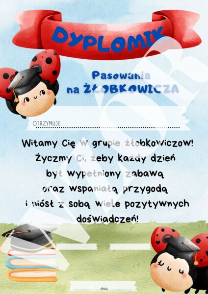 Biedronka- dyplomik pasowania na żłobkowicza