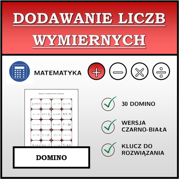 Domino - Dodawanie liczb wymiernych | matematyka