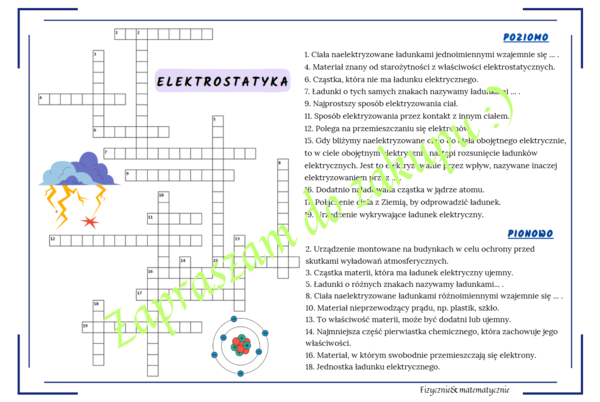 Krzyżówka - elektrostatyka.